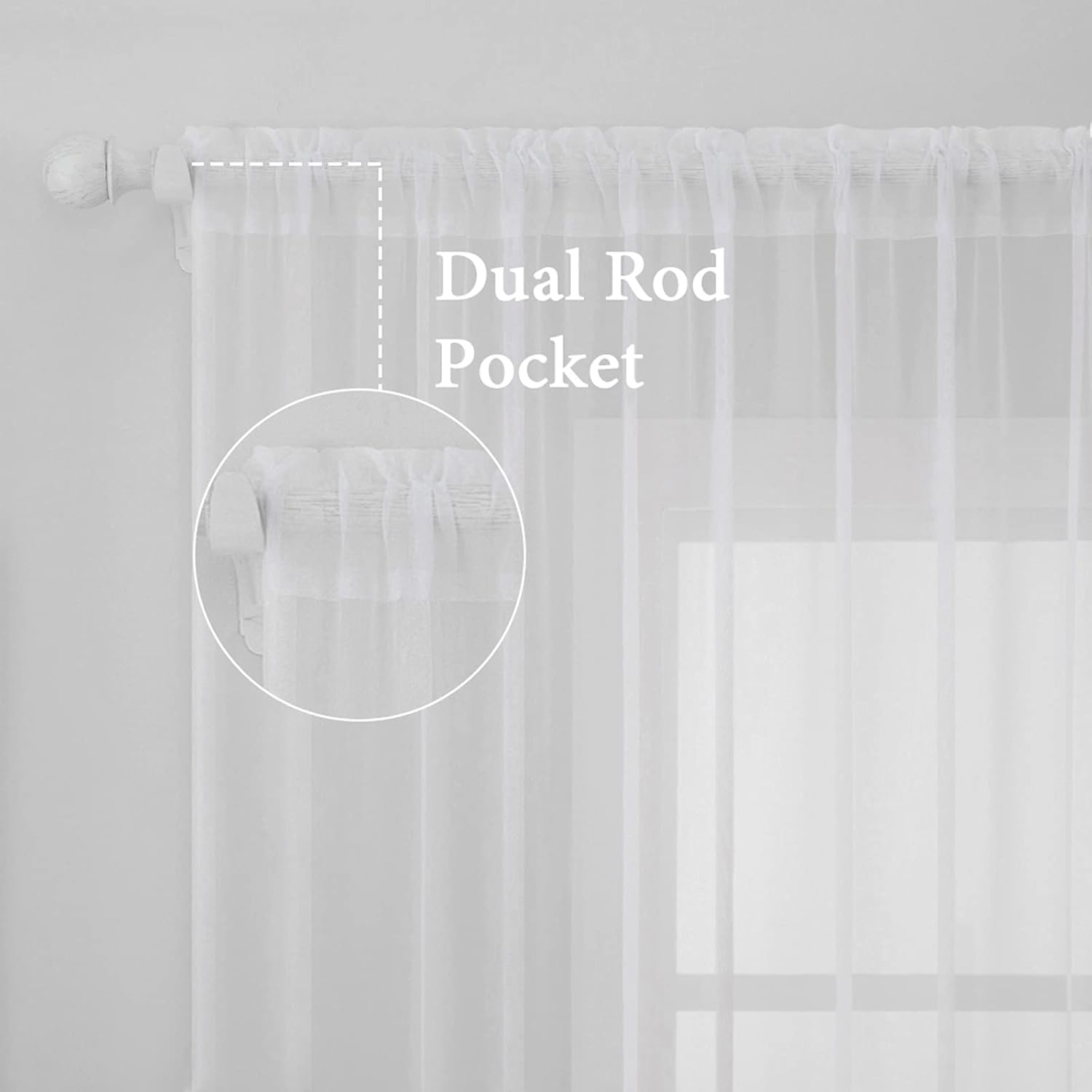 2 Panels Solid Color White Sheer Window Curtains Elegant Window Voile Panels/Drapes/Treatment for Bedroom Living Room (54 X 84 Inches White) - Image 2