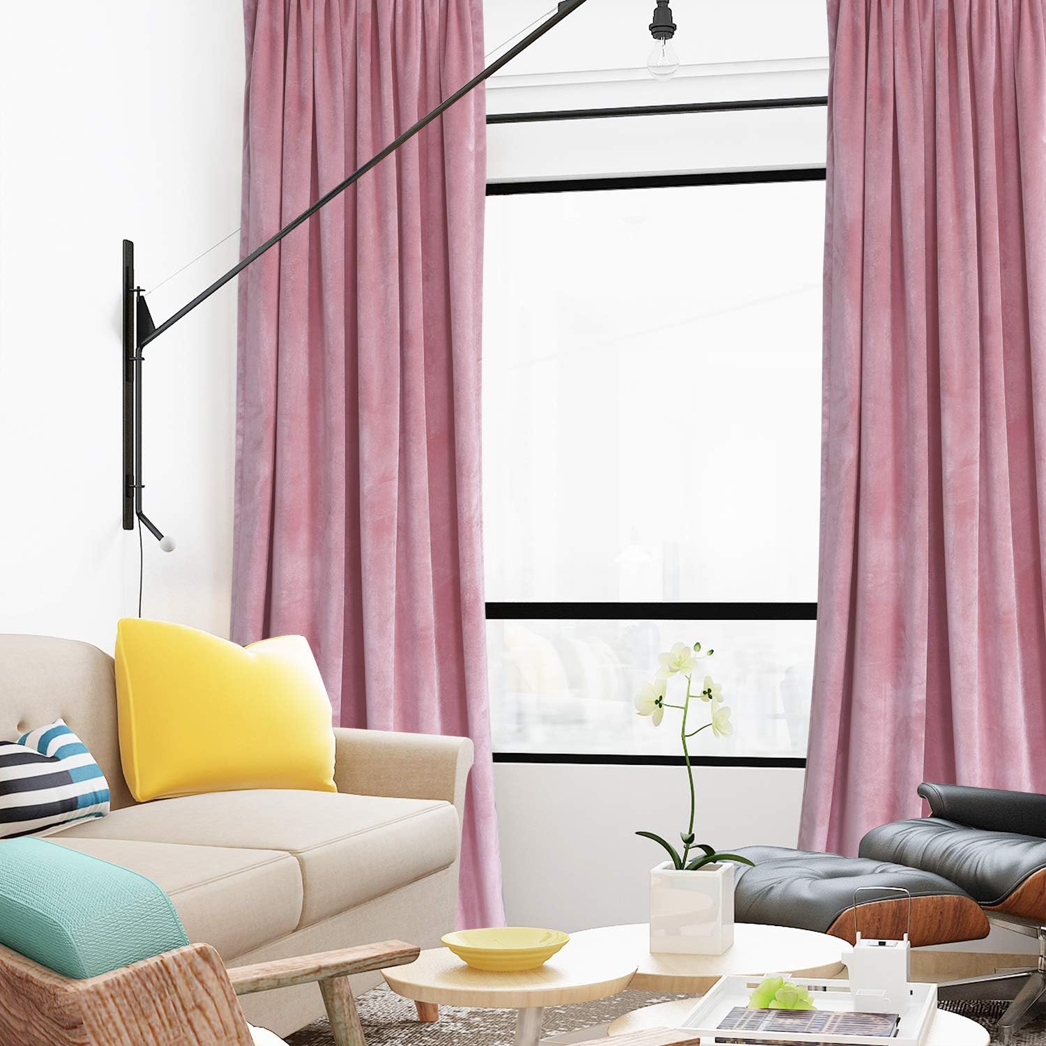 Velvet Curtain Panels Blush Pink Window Luxury Drapes for Bedroom Thermal Insulated Rod Pocket Curtain for Living Room (2 Panels, 52 by 96 Inch) - Image 2