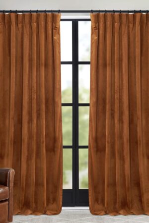 Halloween Velvet Curtains 84 inch, Room Darkening Window Curtains for Living Room Thermal Insulated Privacy Backdrop with Back Tab for Bedroom, Golden Oak, W52 x L84 inch, 2 Panels