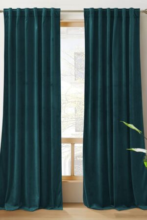Teal Velvet Curtains 84 inch Length - Super Soft Durable Window Drapes Plush Velvet Room Darkening Backdrop for Nursery Playroom Bedroom, Peacock Blue, W52 x L84 inches, 2 Panels